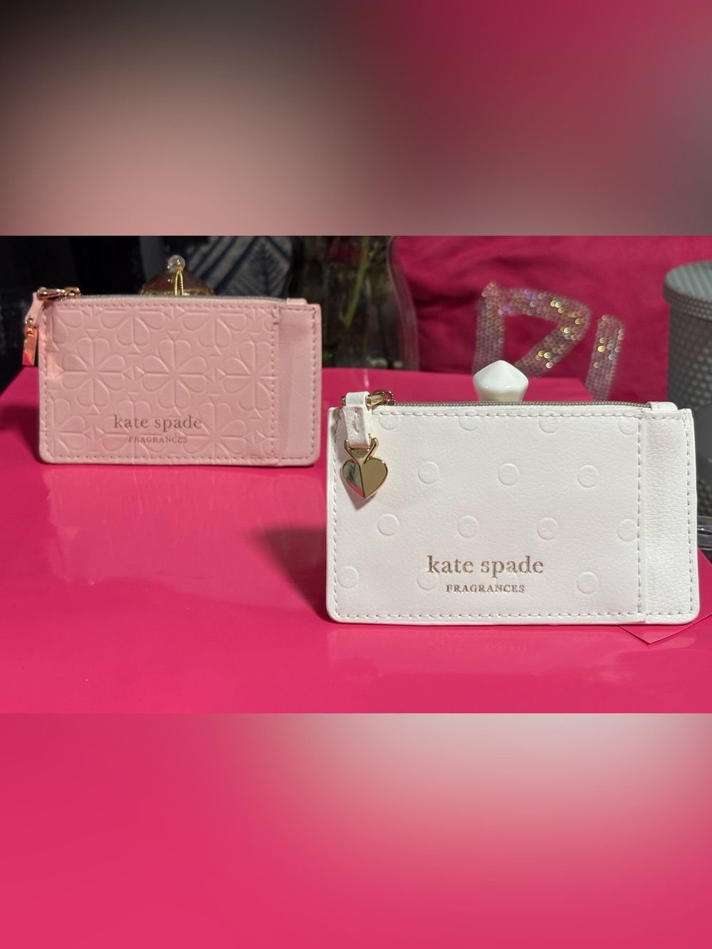 Card Holder and Coin Purse Set (White - Blush Pink) by Kate Spade Fragrances
